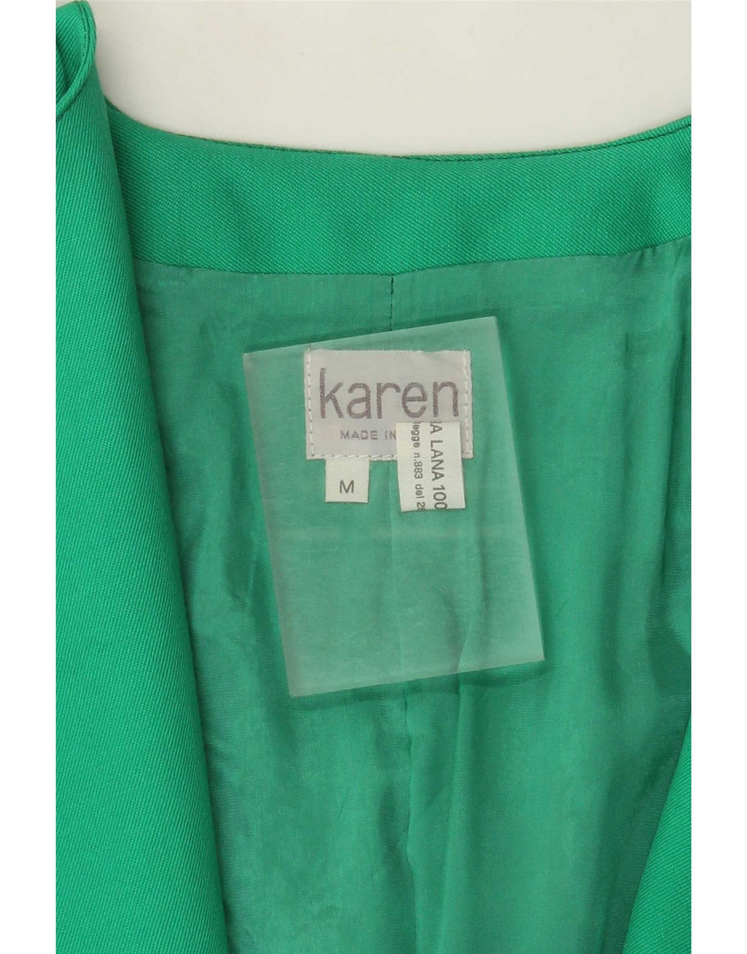 Jaqueta blazer feminina vintage manga 3/4 Reino Unido 14 lã verde média