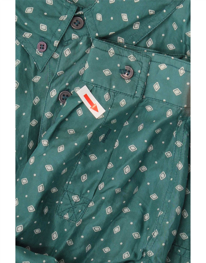 Camisa masculina vintage 2XL seda manchada verde