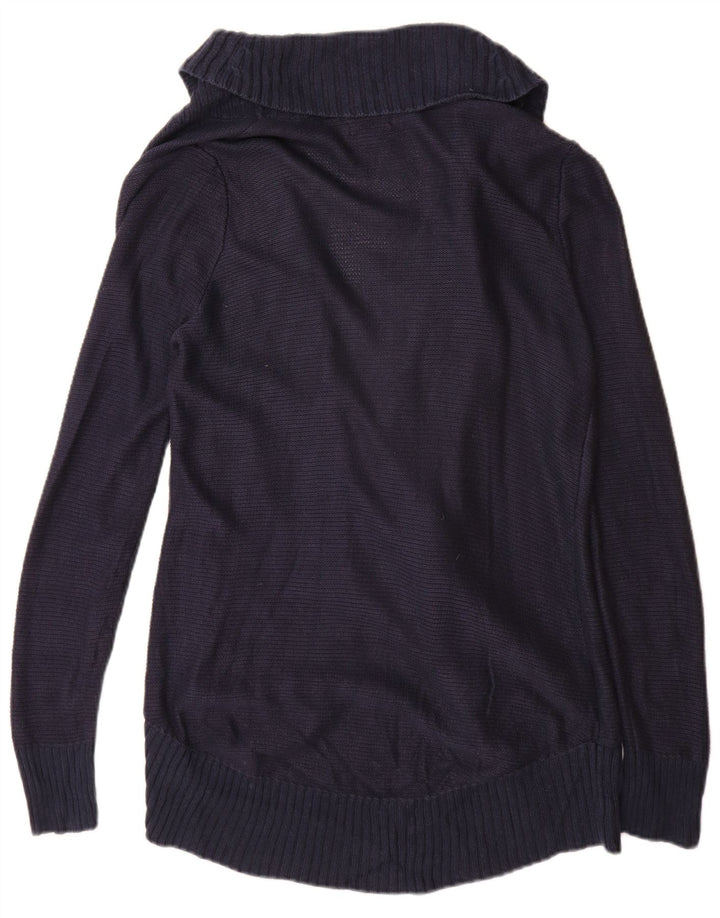 Suéter cardigã aberto feminino Eddie Bauer Reino Unido 12 médio azul marinho rayon