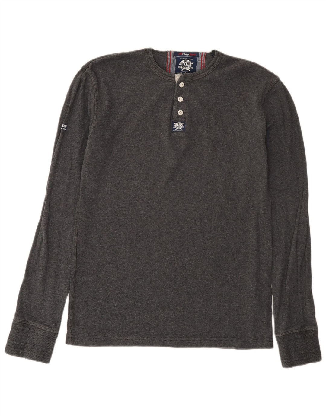 Superdry Mens Heritage Top manga comprida médio algodão cinza