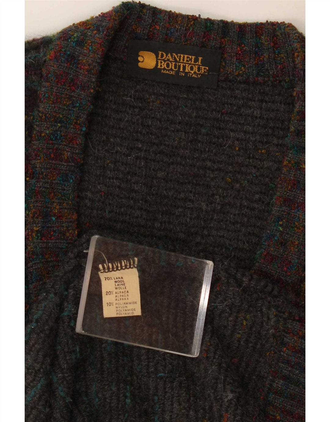 Suéter cardigã masculino vintage grande geométrico multicolorido