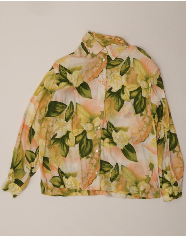 Camisa feminina VINTAGE UK 10 pequena floral amarela