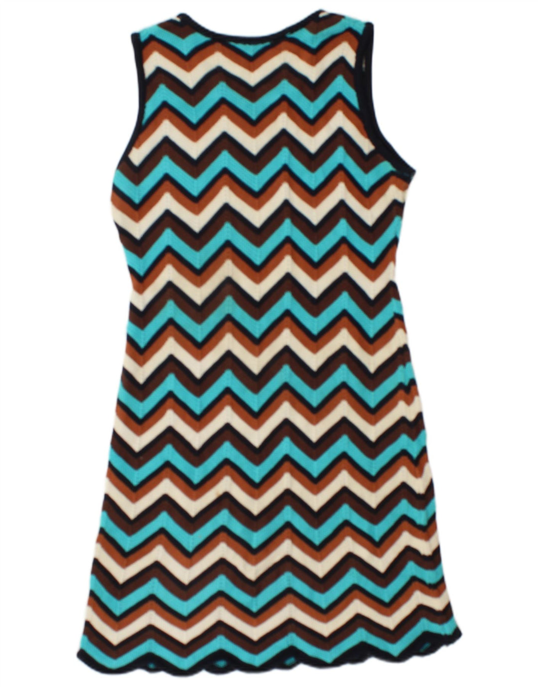 Vestido de malha feminino vintage Reino Unido 12 médio multicolorido Chevron