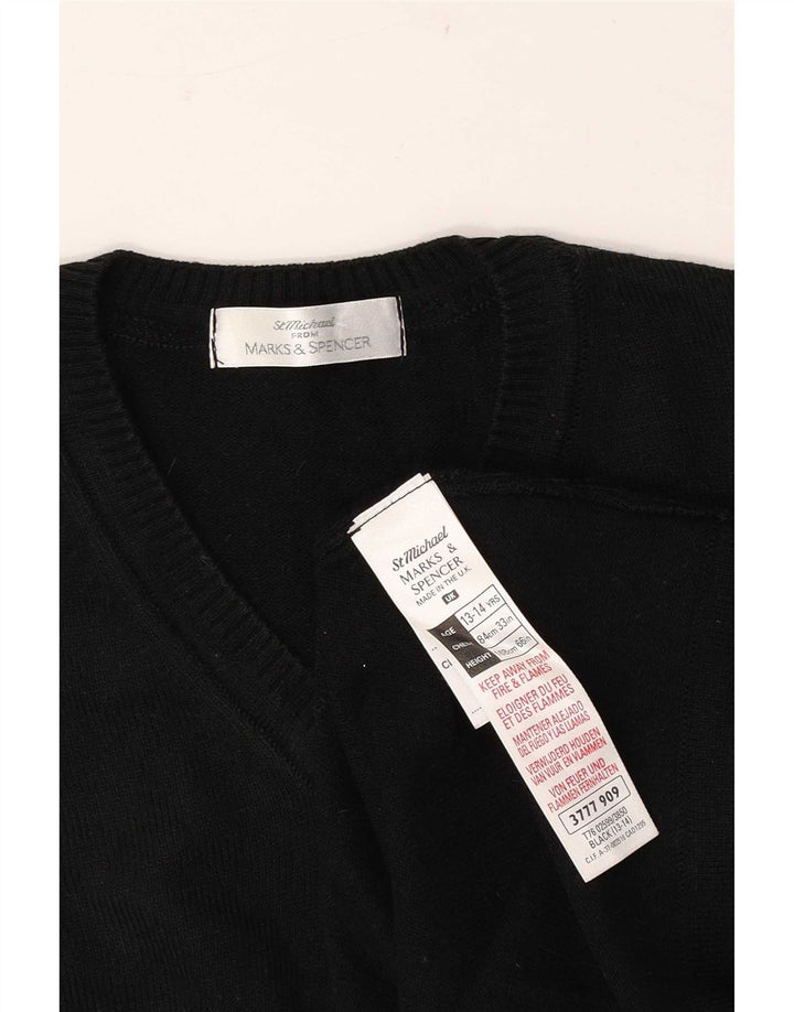 Suéter Marks & Spencer Boys com decote em V 13-14 anos preto acrílico