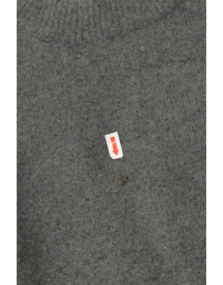 Zara Suéter feminino oversized com gola redonda Reino Unido 14 cinza médio acrílico