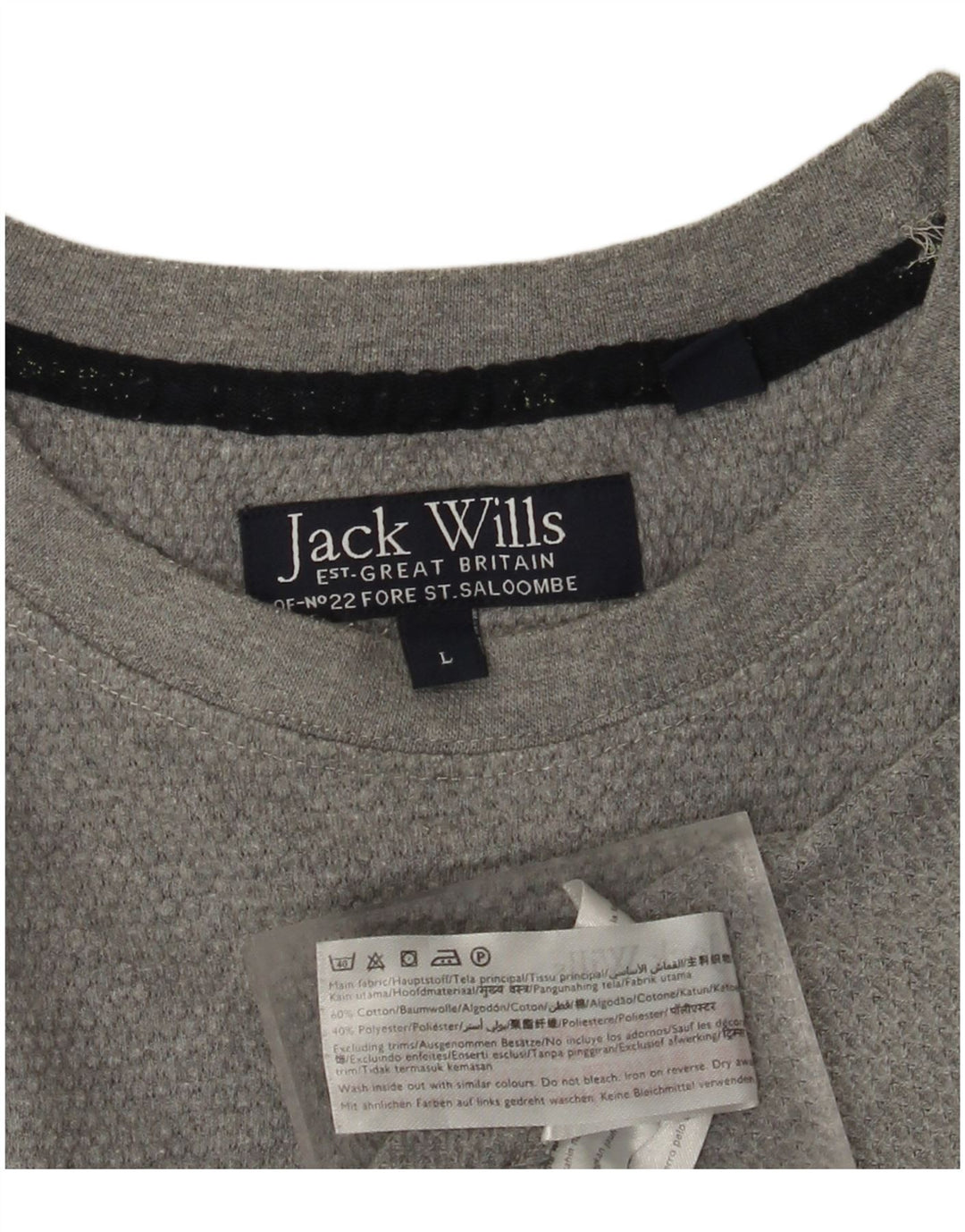 Camiseta masculina JACK WILLS grande algodão cinza
