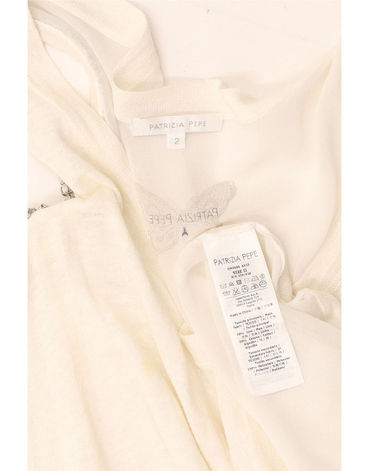 Patrizia Pepe Top feminino oversized sem ombro EUA 2 XS linho branco