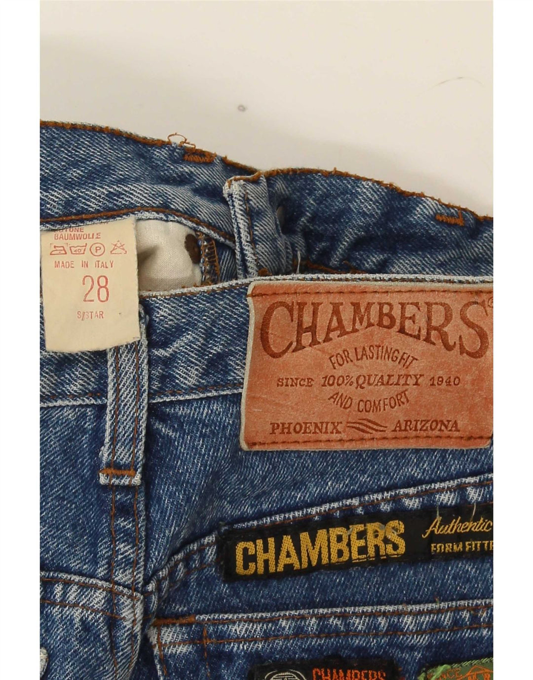 Calça jeans reta masculina Chambers W28 L30 algodão azul