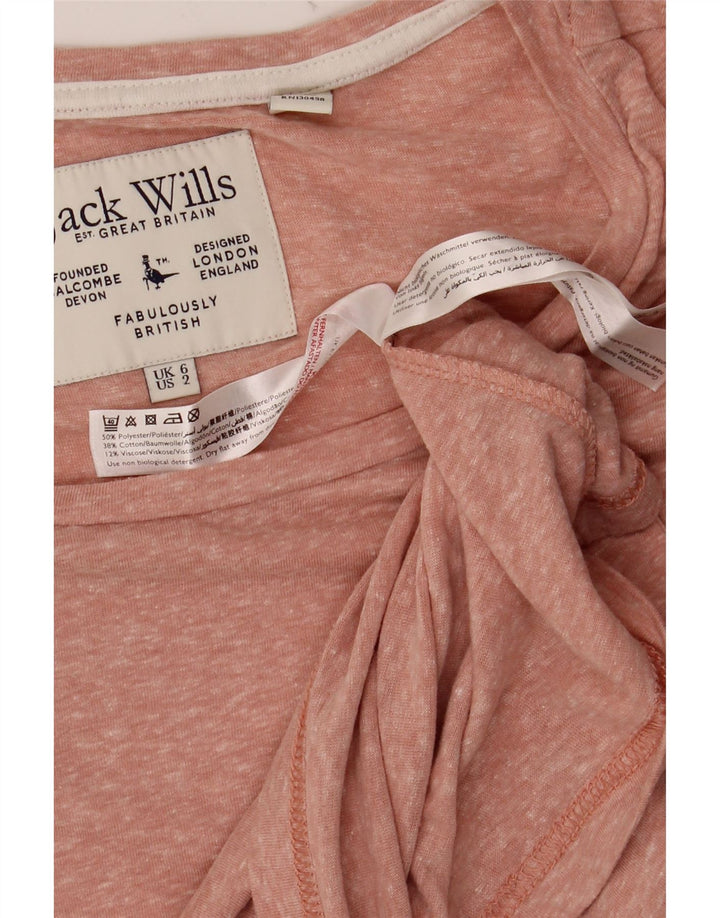 Camiseta feminina JACK WILLS UK 6 XS poliéster manchado rosa