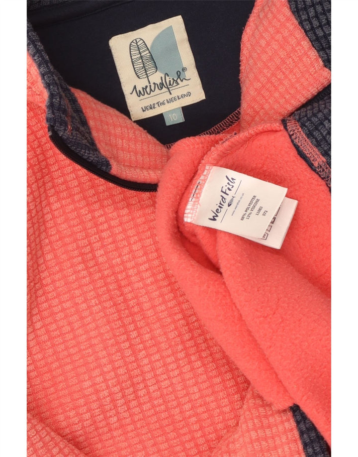 WEIRD FISH Suéter feminino grande de lã com gola e zíper Reino Unido 10 pequeno laranja