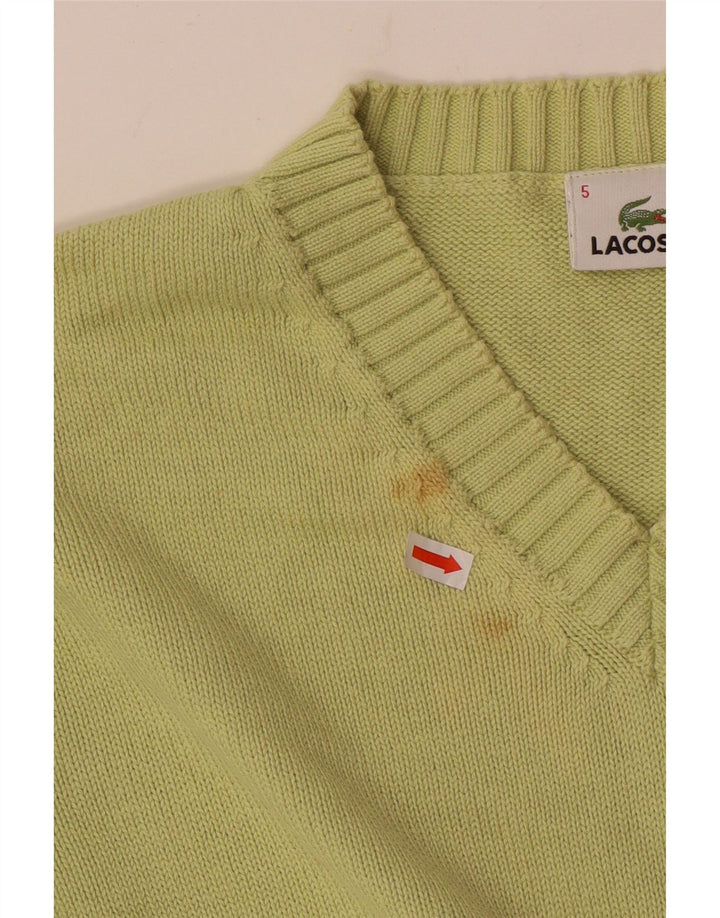 Suéter masculino LACOSTE com decote em V tamanho 5 grande algodão verde