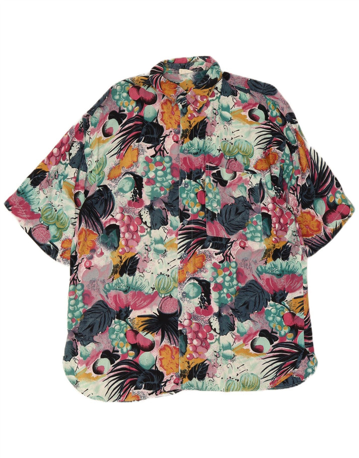 Camisa masculina vintage manga curta média floral multicolorida