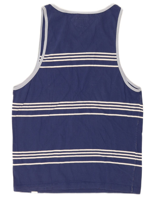 Tommy Hilfiger Colete Masculino Top Médio Azul Marinho Listrado Algodão