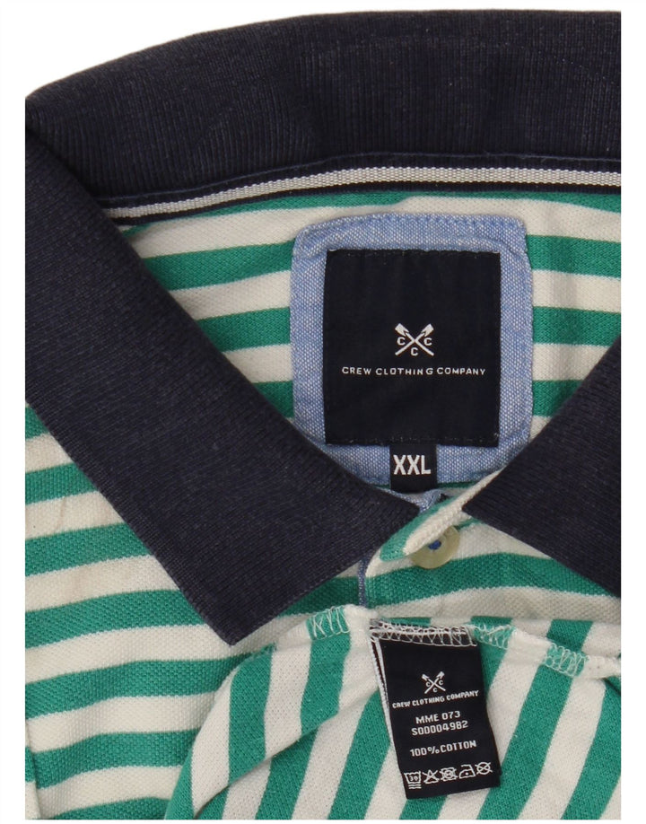 CREW CLOTHING Camisa polo masculina 2XL algodão listrado verde