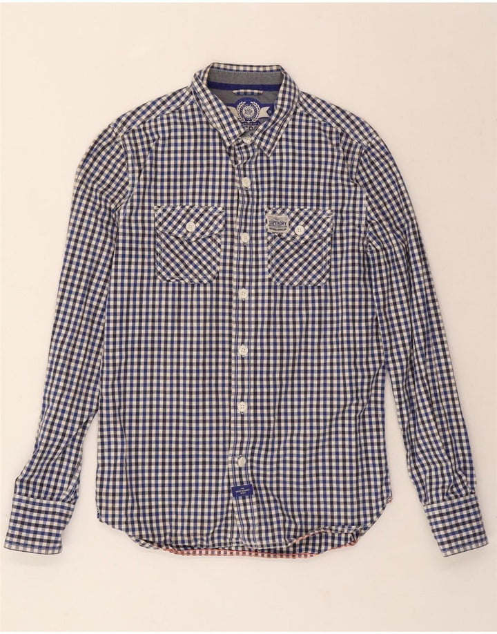 SUPERDRY Mens Shirt Medium Blue Gingham Cotton Vintage Superdry and Second-Hand Superdry from Messina Hembry 