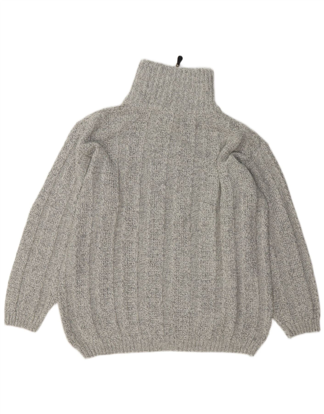 Suéter masculino VINTAGE com zíper e gola XL de lã cinza