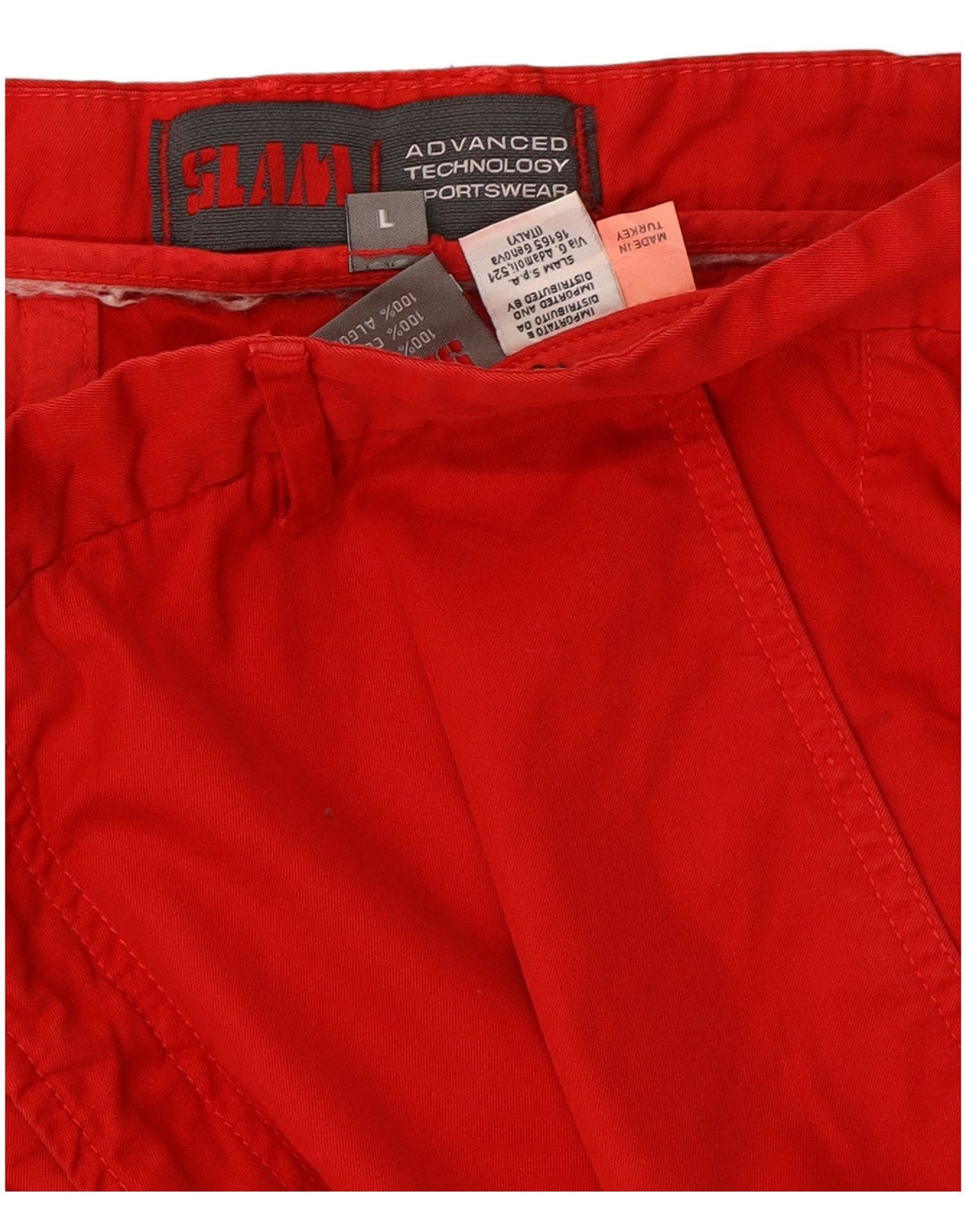 SLAM Mens Chino Shorts Grande W36 Algodão Vermelho