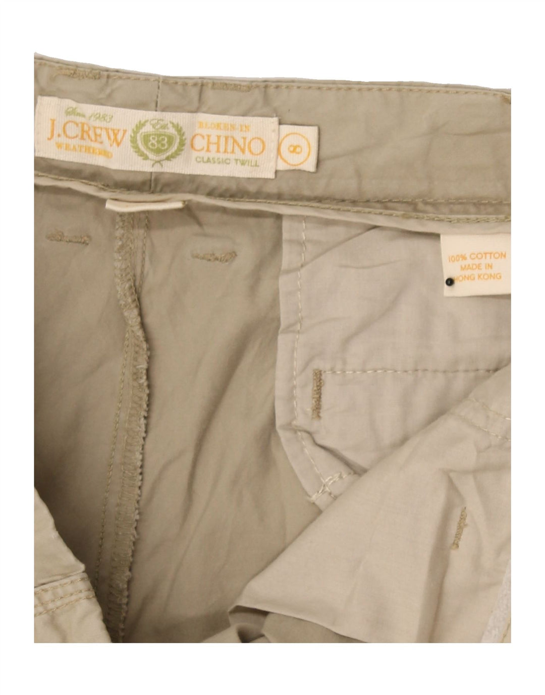 J. CREW Womens Classic Twill Chino Shorts US 8 W34  Beige Cotton Vintage J. Crew and Second-Hand J. Crew from Messina Hembry 