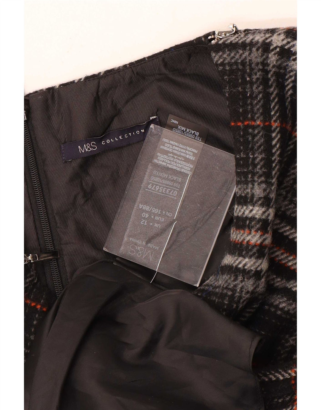 Vestido feminino Marks & Spencer sem mangas, UK 12, médio, preto, xadrez