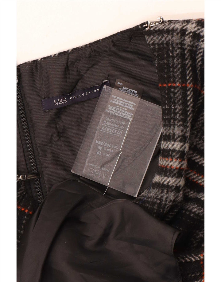 Vestido feminino Marks & Spencer sem mangas, UK 12, médio, preto, xadrez