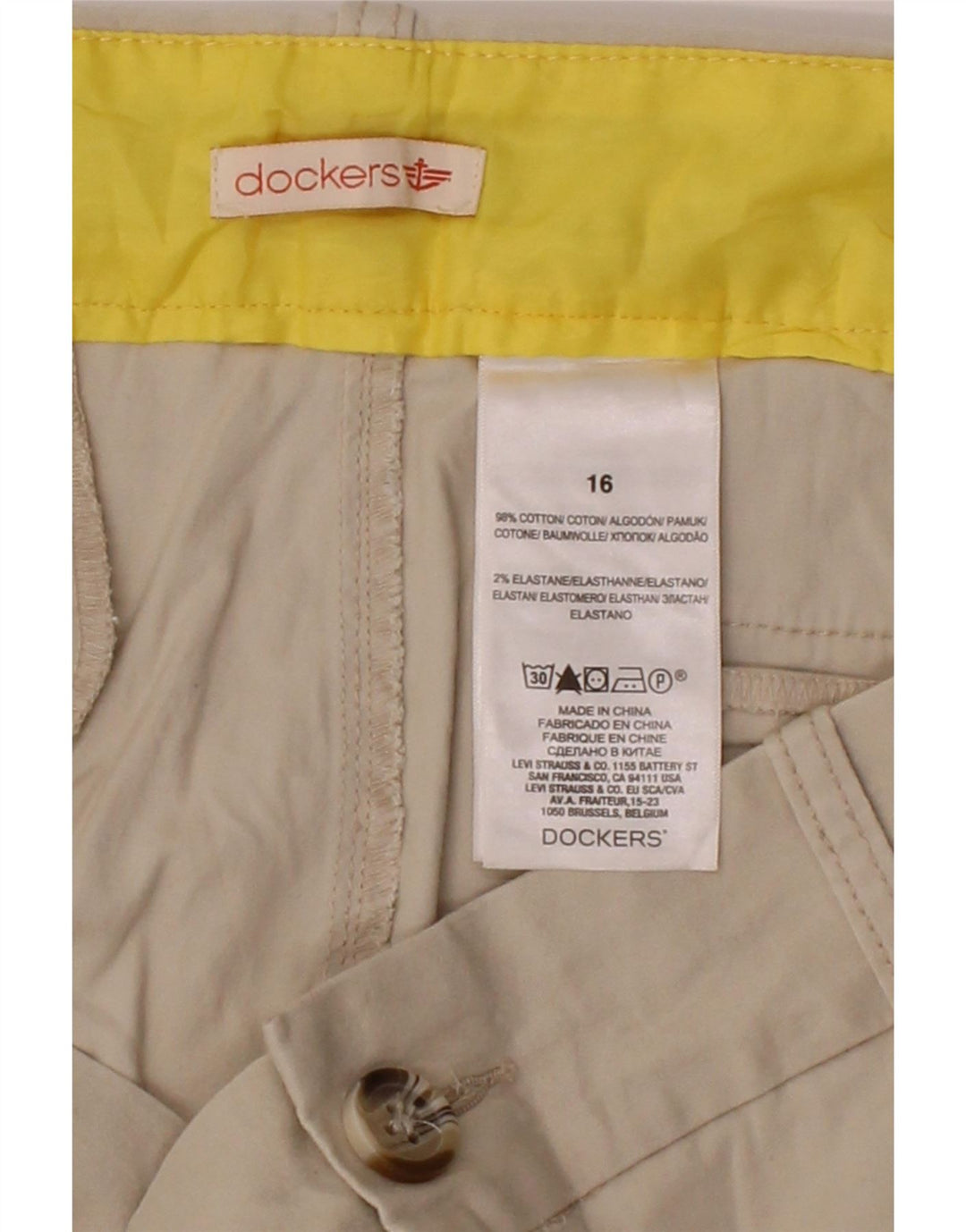 DOCKERS Womens Straight Capri Trousers US 16 2XL W38 L21 Beige Cotton Vintage Dockers and Second-Hand Dockers from Messina Hembry 