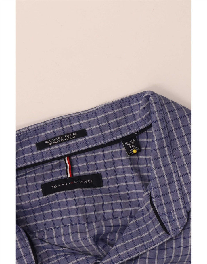 Camisa masculina Tommy Hilfiger Regular Fit 2XL algodão xadrez azul