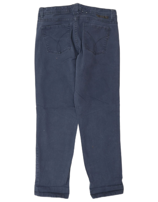 Calça feminina reta casual Calvin Klein US 8 pequena W28 L26 azul marinho