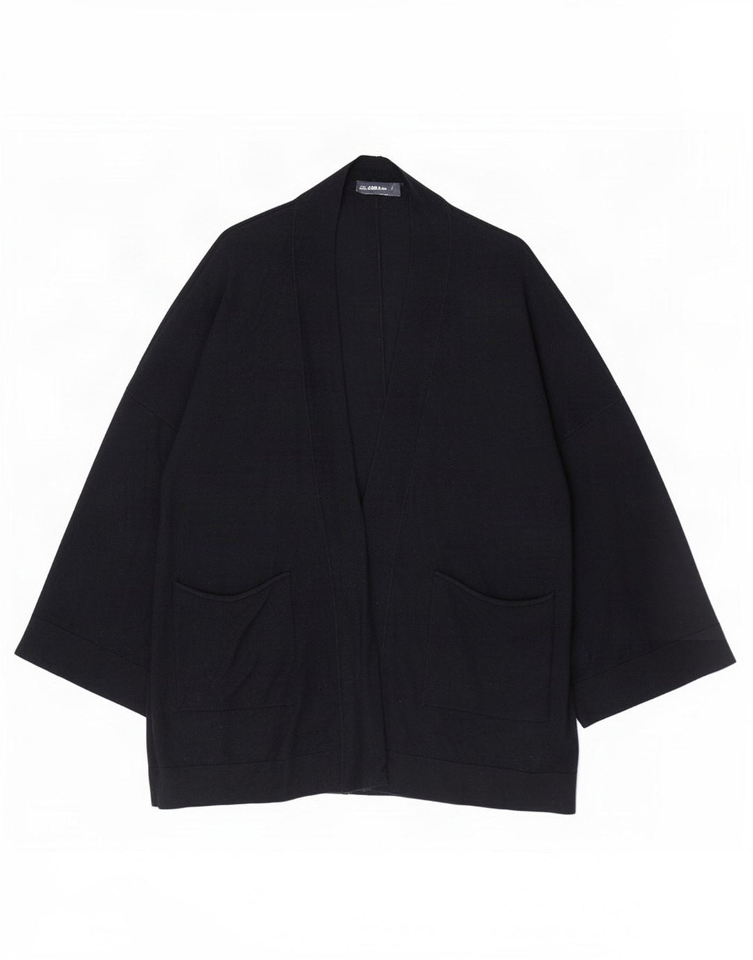 Zara Suéter feminino oversized longline aberto cardigan Reino Unido 10 pequeno azul marinho