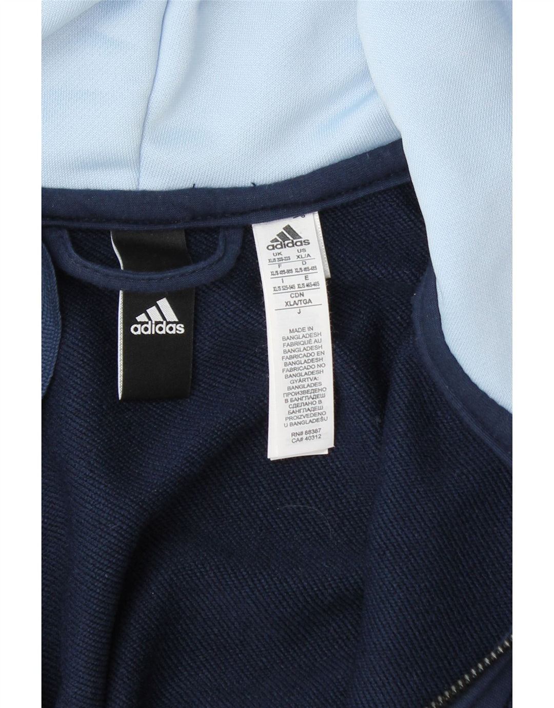 ADIDAS Suéter com capuz zip feminino UK 20/22 XL azul marinho colorblock