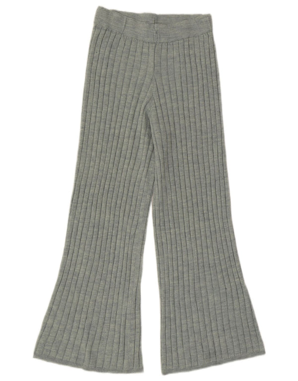 Calça feminina Zara Knit Flare Casual UK 12 Médio Verde Acrílico