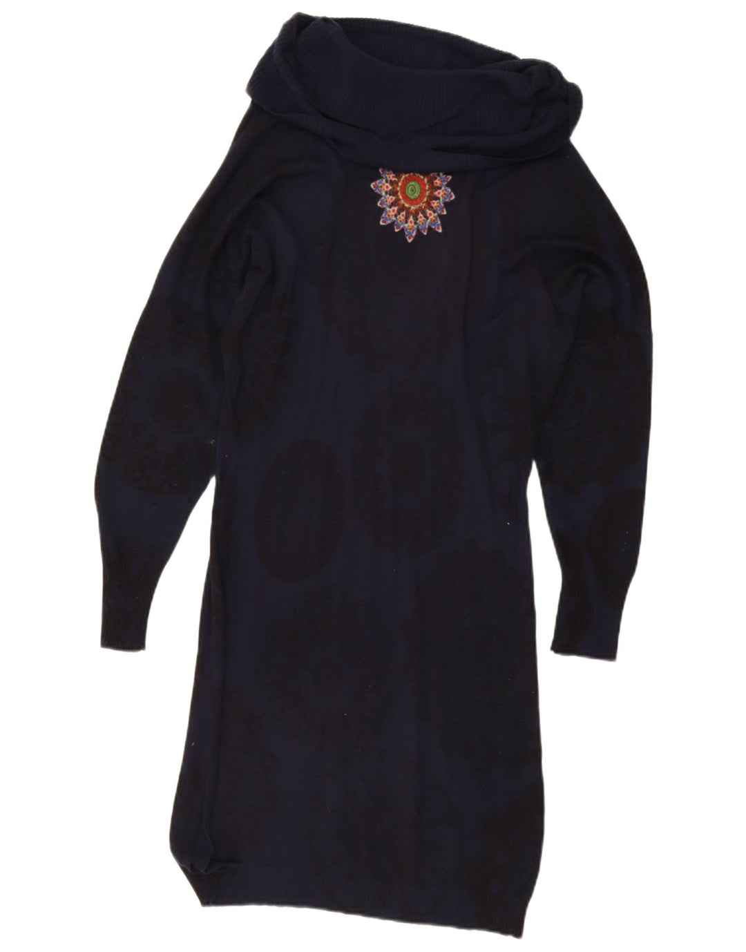Desigual Vestido feminino oversized com estampa gráfica Reino Unido 14 médio azul marinho