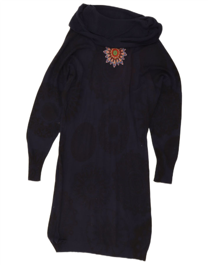 Desigual Vestido feminino oversized com estampa gráfica Reino Unido 14 médio azul marinho