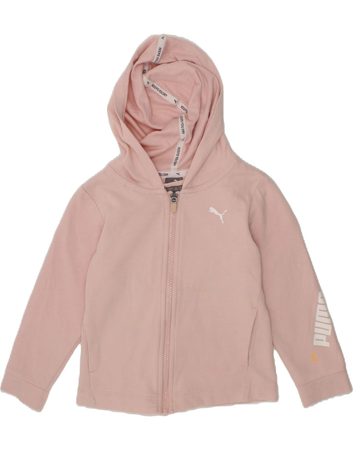 PUMA Girls Graphic Zip Hoodie Sweater 5-6 Years Pink Vintage Puma and Second-Hand Puma from Messina Hembry 
