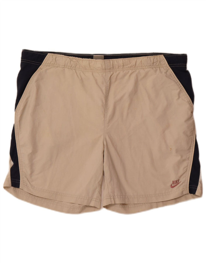 Shorts esportivos gráficos masculinos Nike UK 34/36 grande bege colorblock poliéster