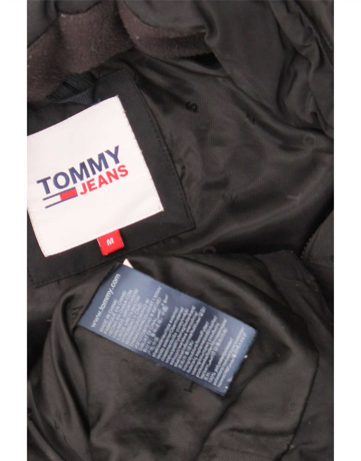 Casaco acolchoado com capuz feminino Tommy Hilfiger Reino Unido 14 poliéster preto médio