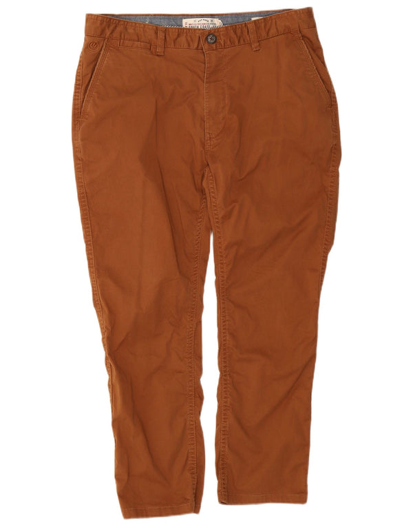 Calça cortada slim masculina Fat Face W34 L24 algodão marrom