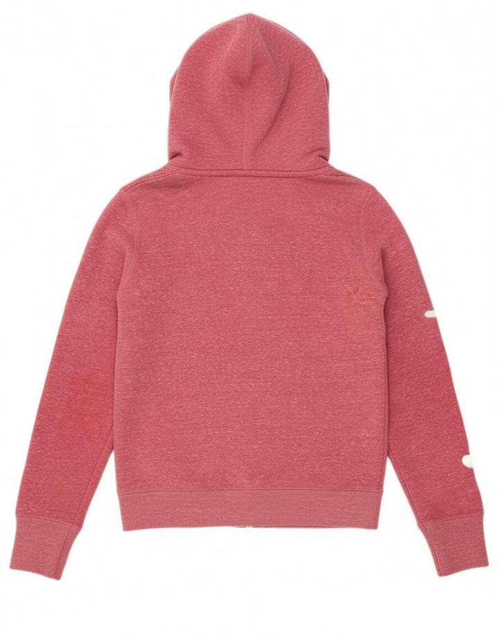 Suéter feminino Superdry com capuz e zíper gráfico UK 10 pequeno poliéster rosa