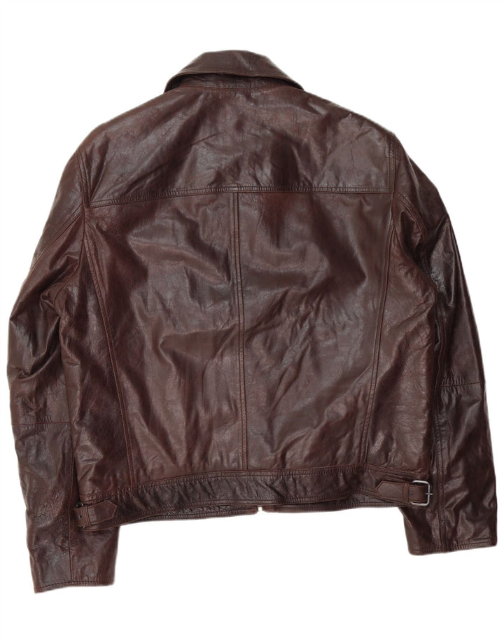 Jaqueta de couro bomber masculina vintage IT 54 2XL couro marrom