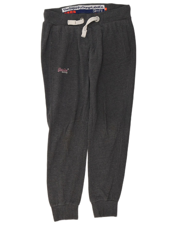 Calça de treino feminina Superdry Slim Fit Joggers UK 14 grande algodão cinza