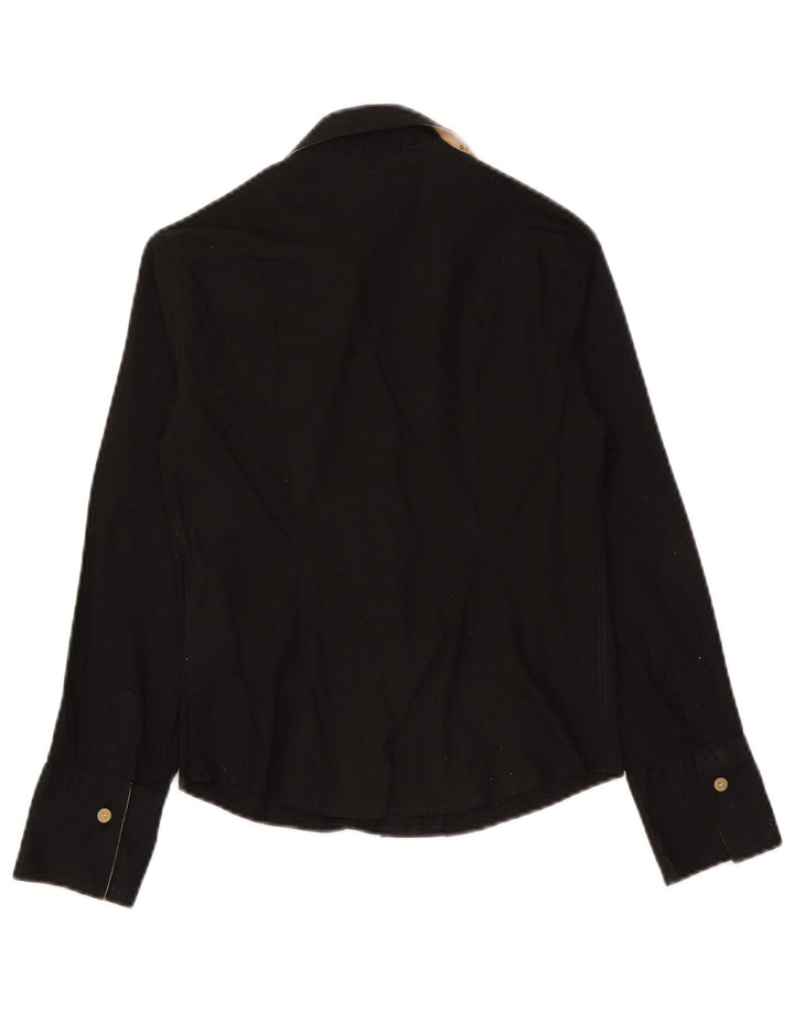 Camisa feminina ALVIERO MARTINI UK 12 algodão preto médio