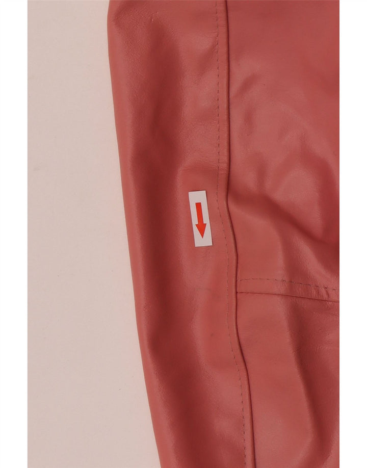 Jaqueta de couro feminina vintage UK 14 grande rosa