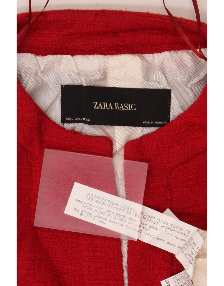 Zara Womens Blazer Jacket UK 16 Grande Algodão Vermelho