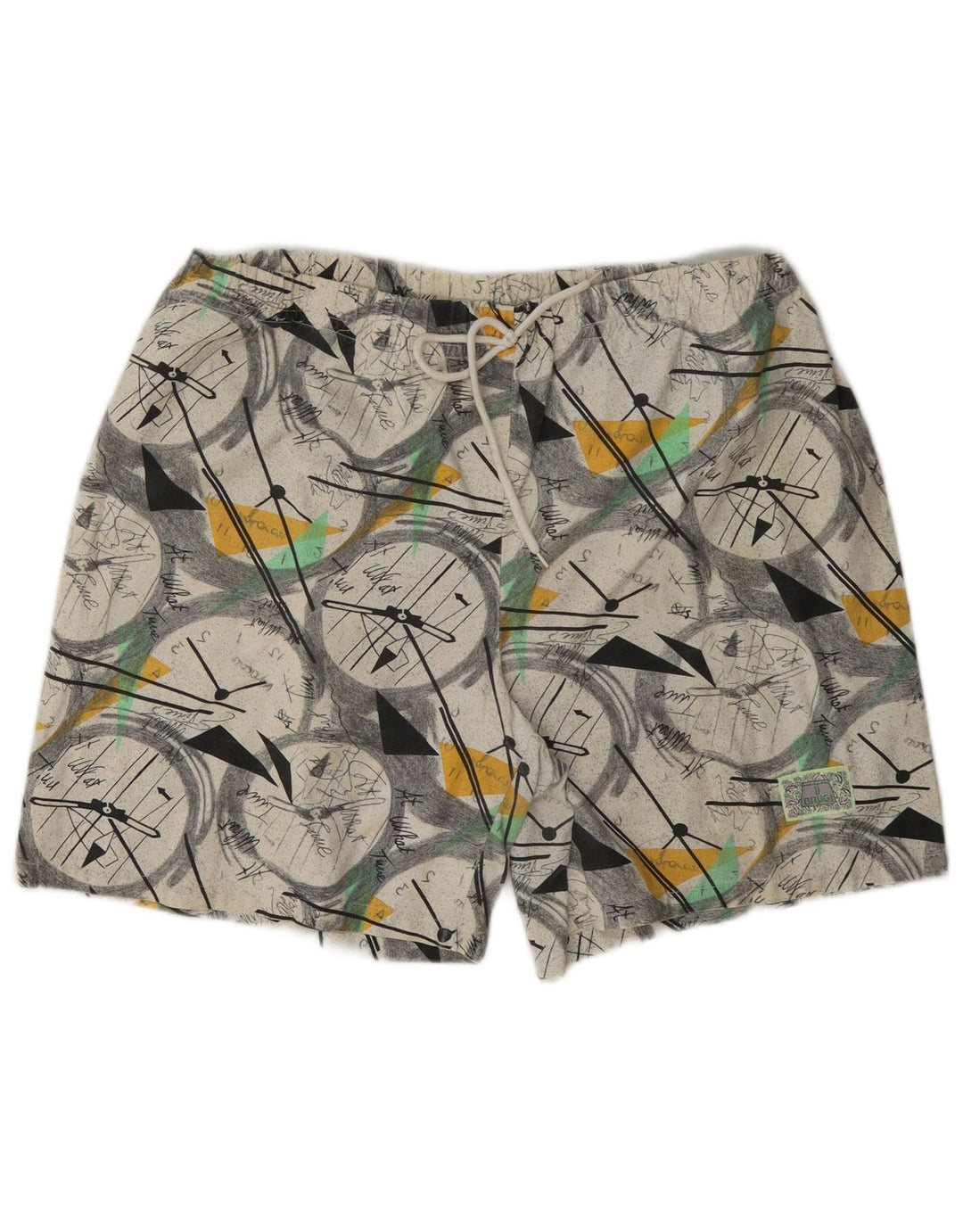 Shorts esportivos masculinos vintage grandes geométricos multicoloridos