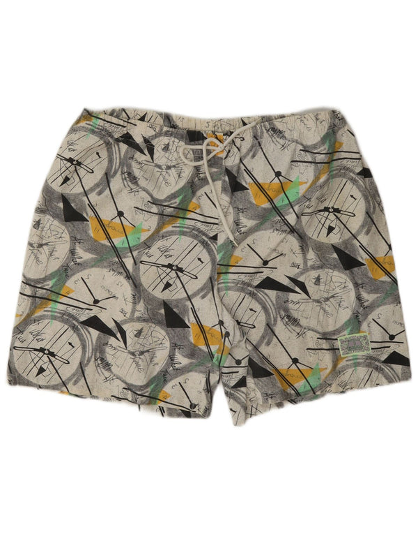 Shorts esportivos masculinos vintage grandes geométricos multicoloridos