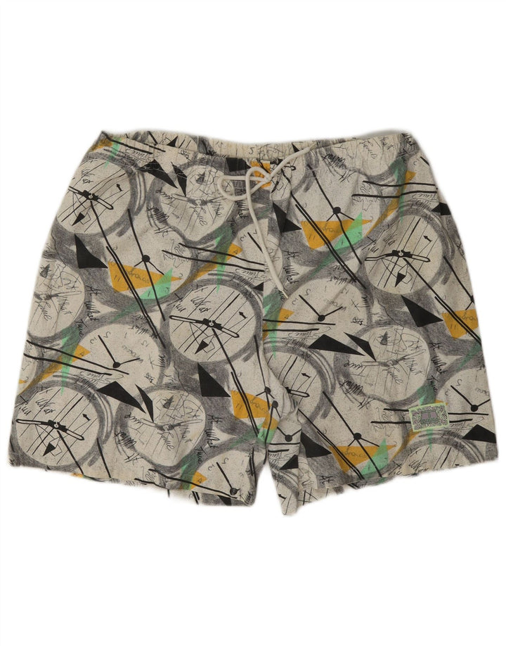 Shorts esportivos masculinos vintage grandes geométricos multicoloridos