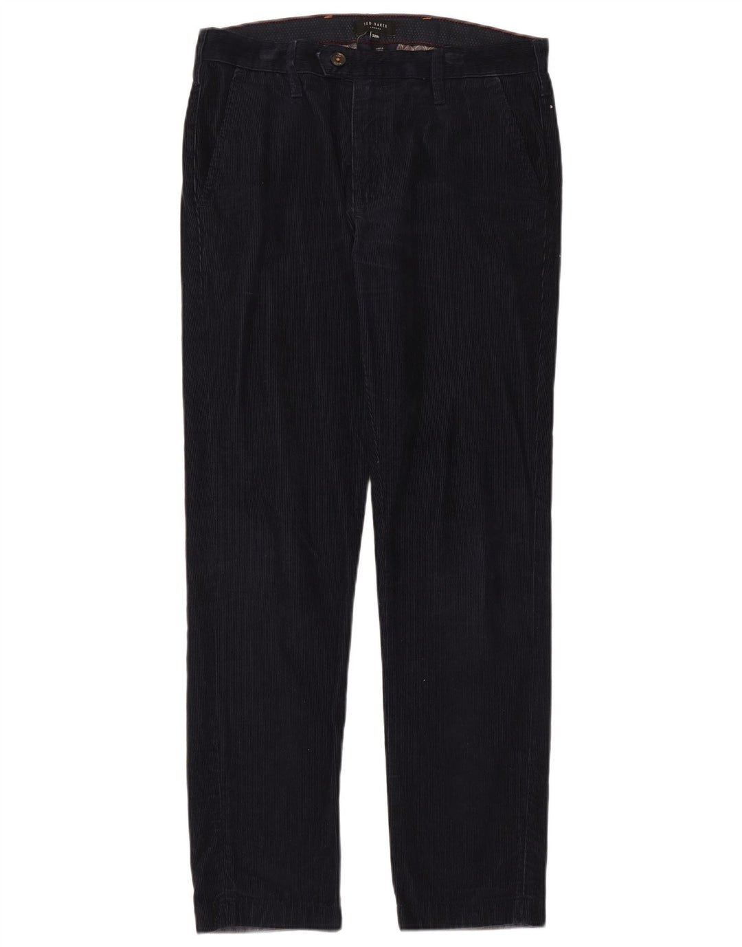 Calça feminina de veludo cotelê Ted Baker W32 L31 azul marinho