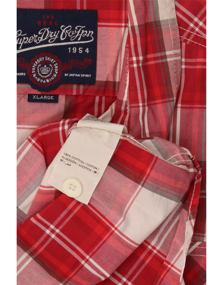 Camisa masculina de manga curta SUPERDRY XL algodão xadrez vermelho