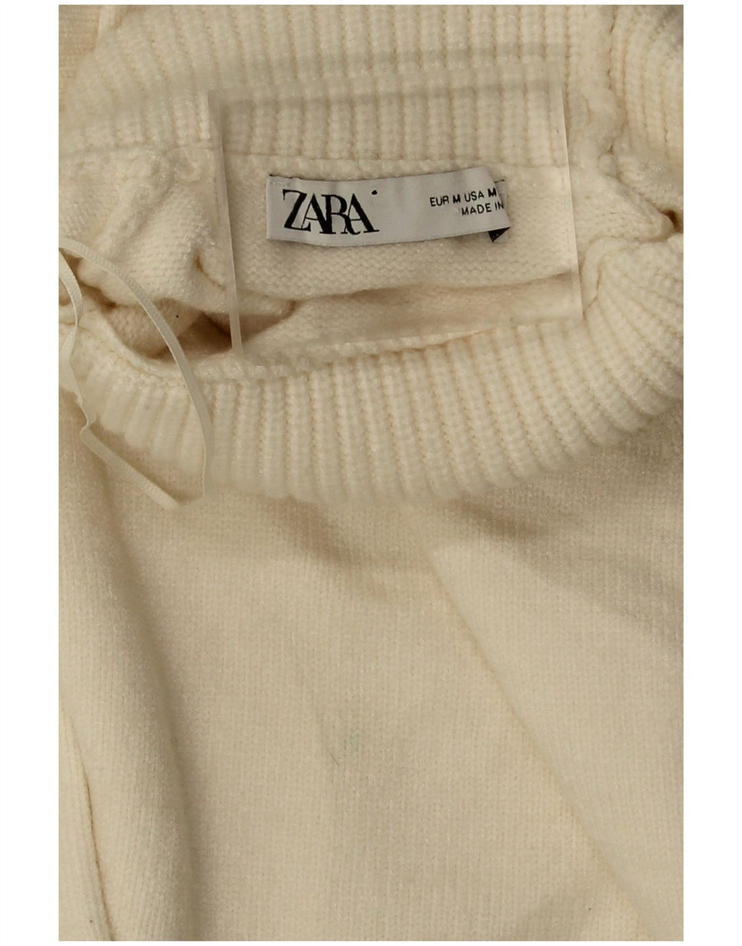 Zara Suéter feminino cropped oversized com gola redonda Reino Unido 14 médio off white