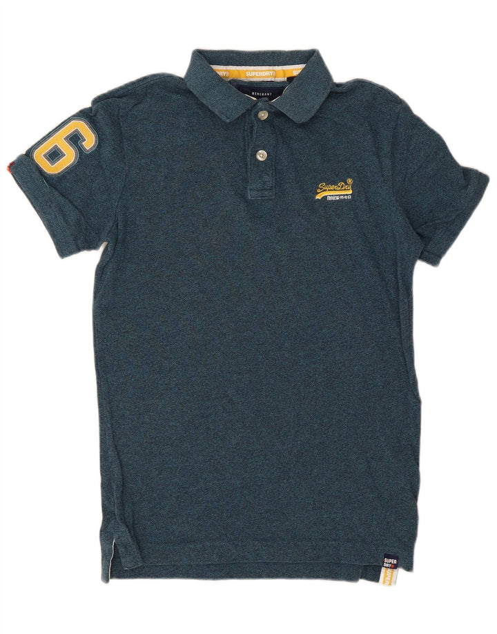 Camisa polo masculina Superdry Graphic pequena azul algodão