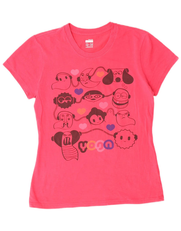 Camiseta feminina NIKE com estampa gráfica UK 12/14 médio algodão rosa